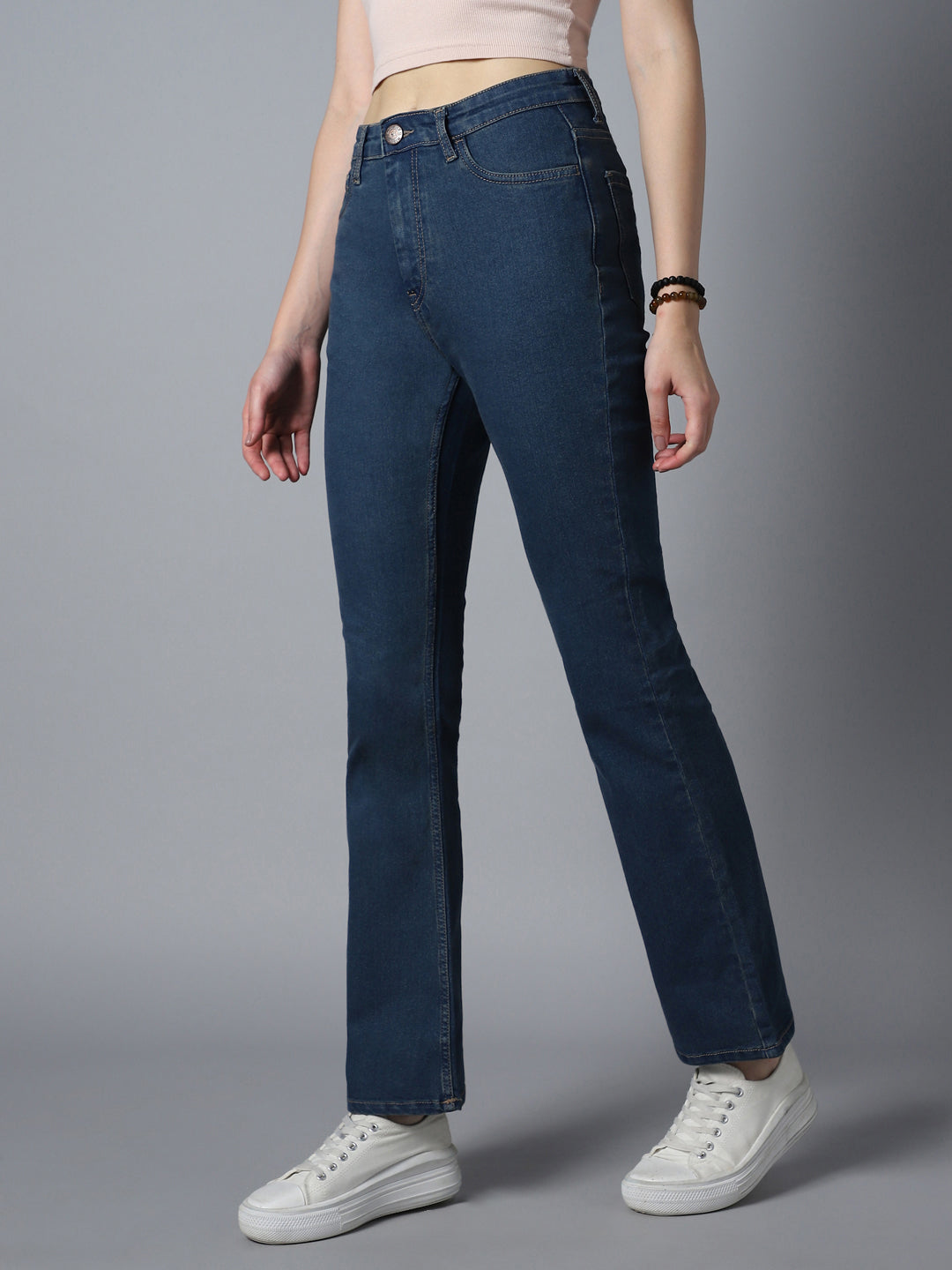 Women Bootcut High-Rise Clean Look Stretchable Jeans