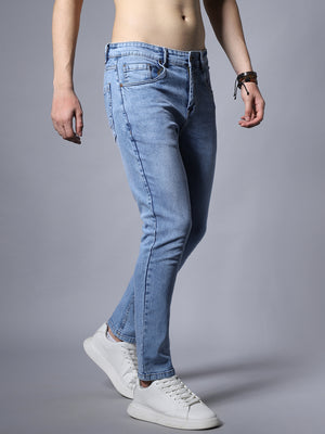 Men Straight Fit Clean Look Stretchable Jeans