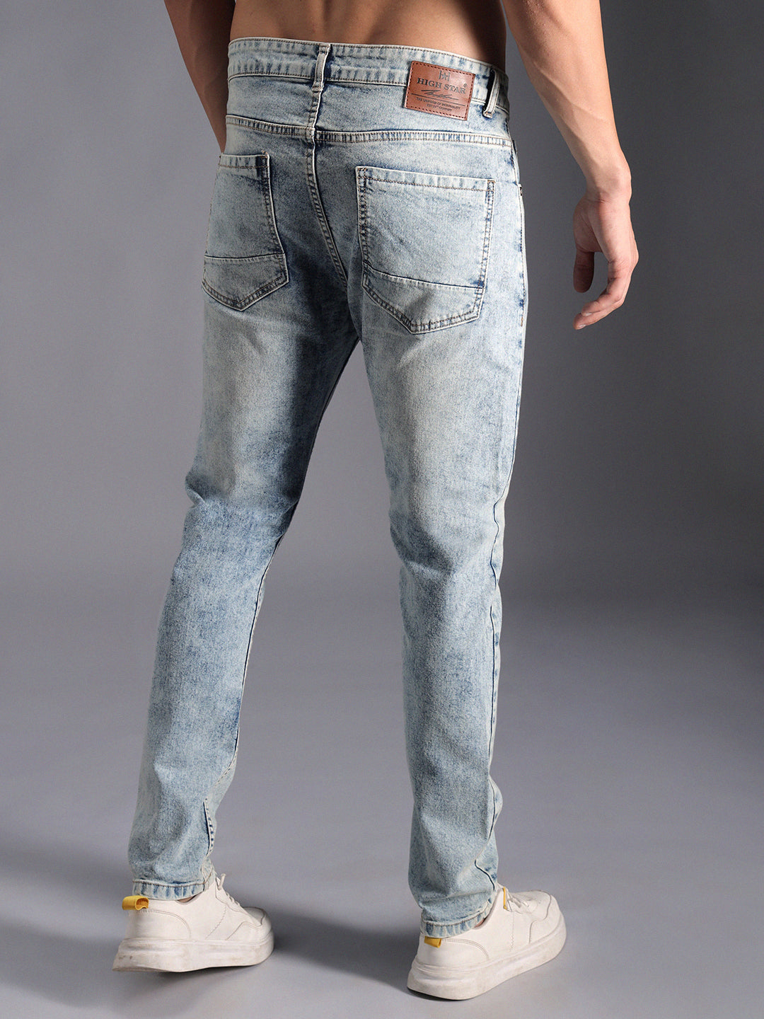 Men Straight Fit Clean Look Heavy Fade Cotton Jeans