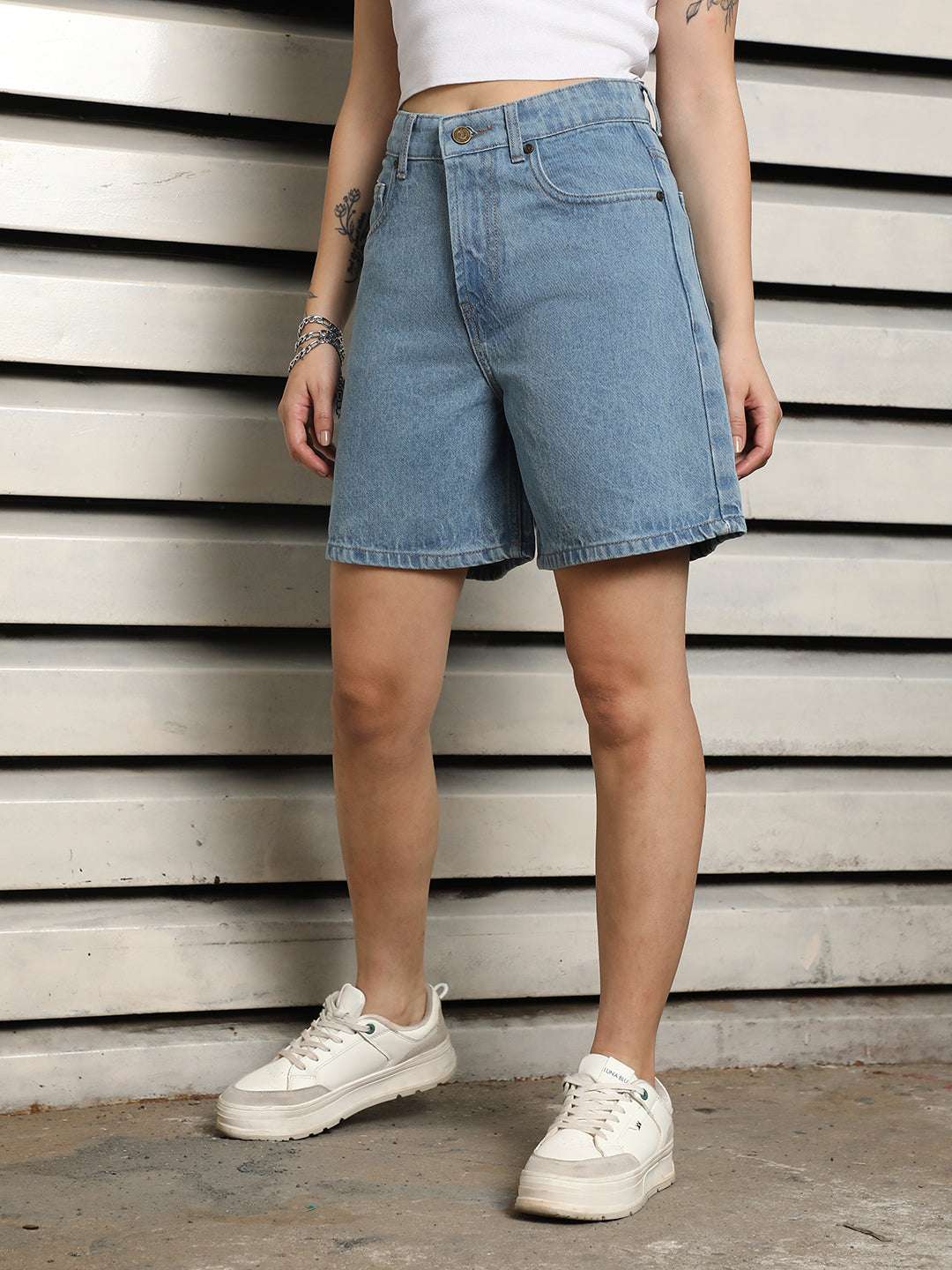 Women High-Rise Pure Cotton Denim Shorts