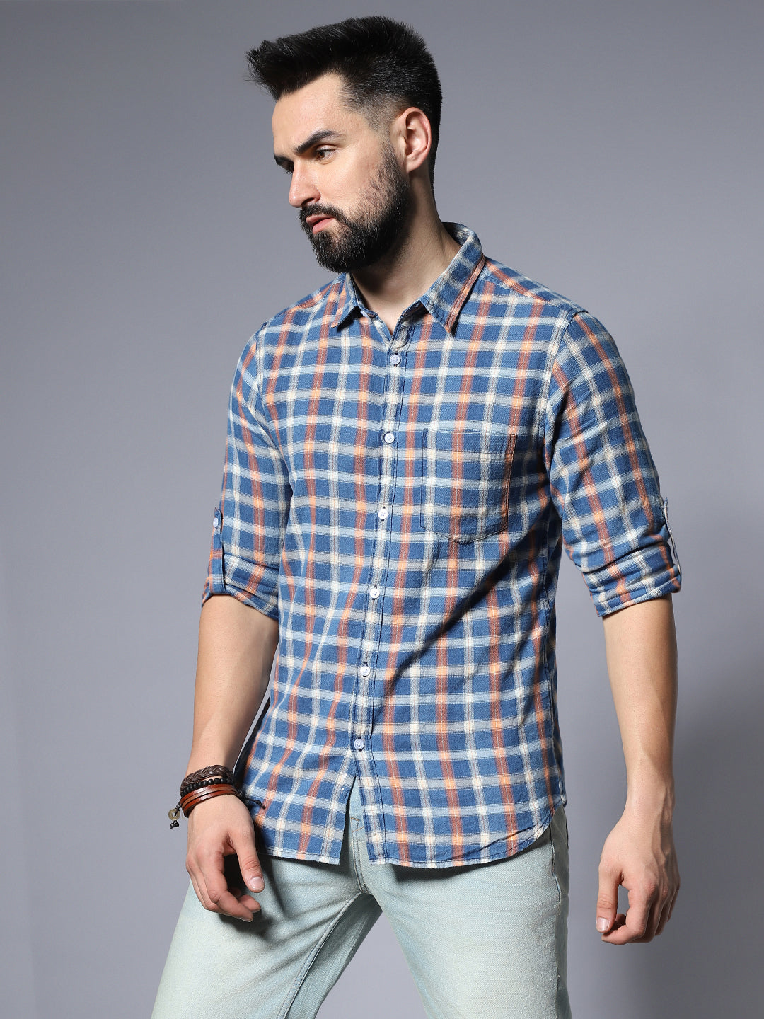 Classic Tartan Checks Opaque Cotton Casual Shirt