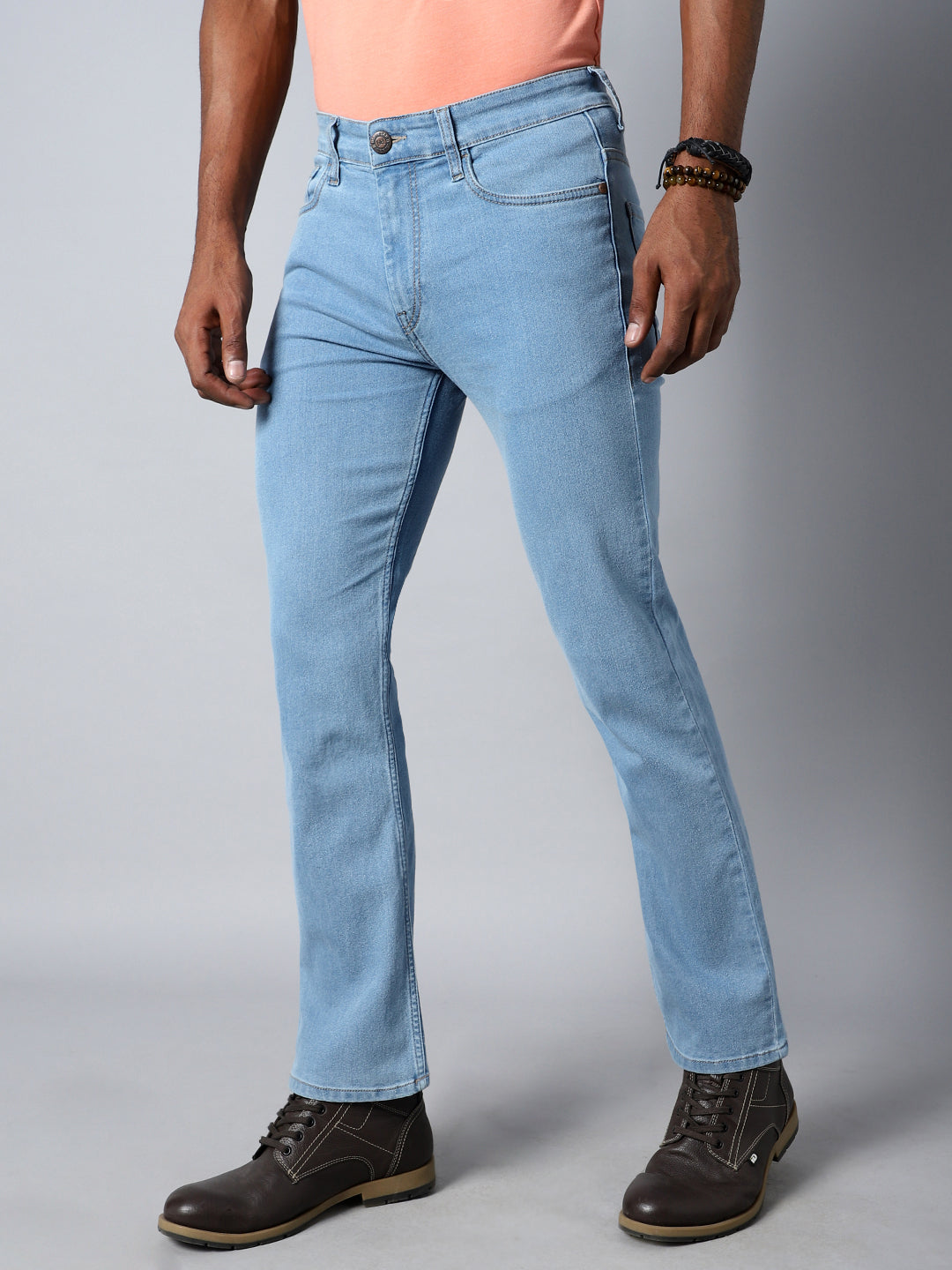 Men Bootcut Mid-Rise Clean Look Stretchable Jeans