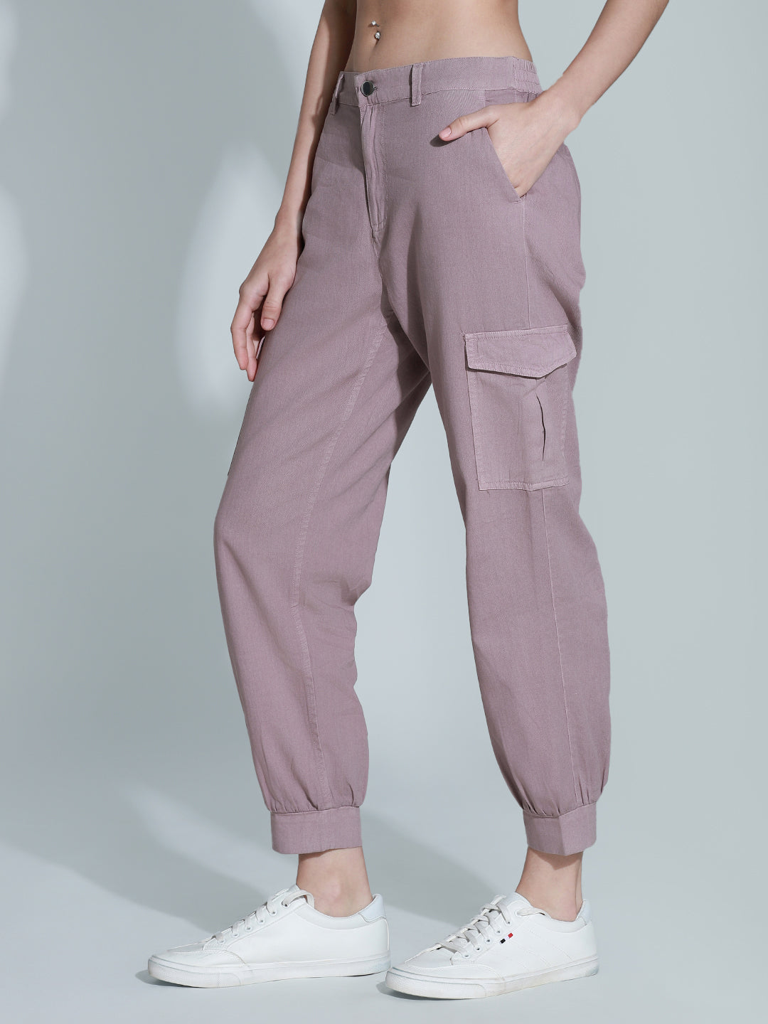 Women High-Rise Plain Cotton Joggers