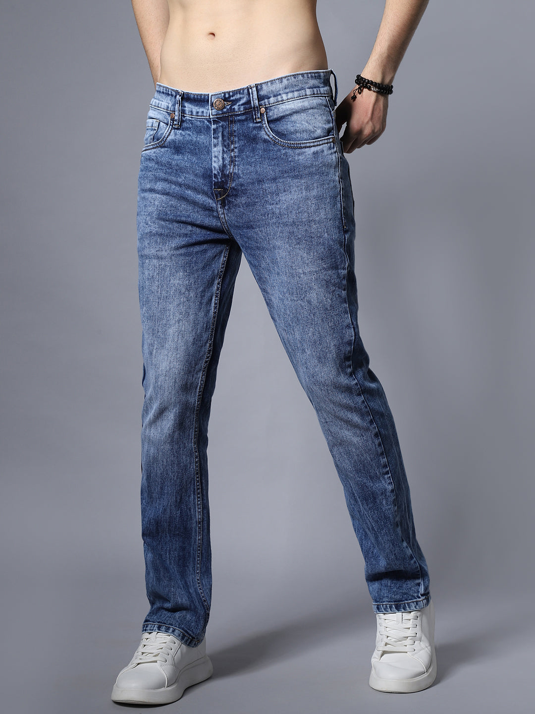 Men Regular Fit Mid Rise Light Fade Stretchable Jeans