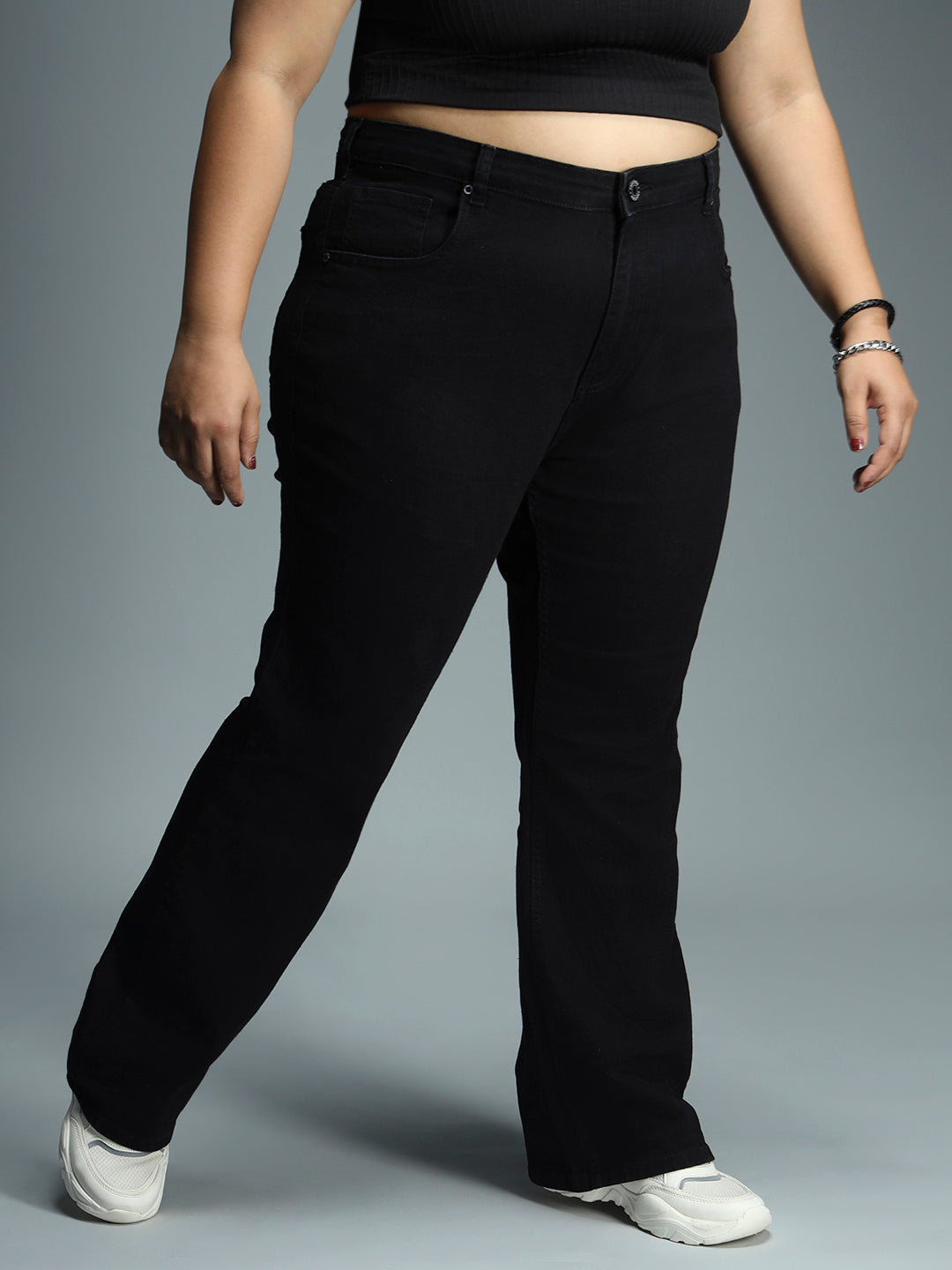 Women Plus Size Bootcut High-Rise Stretchable Jeans