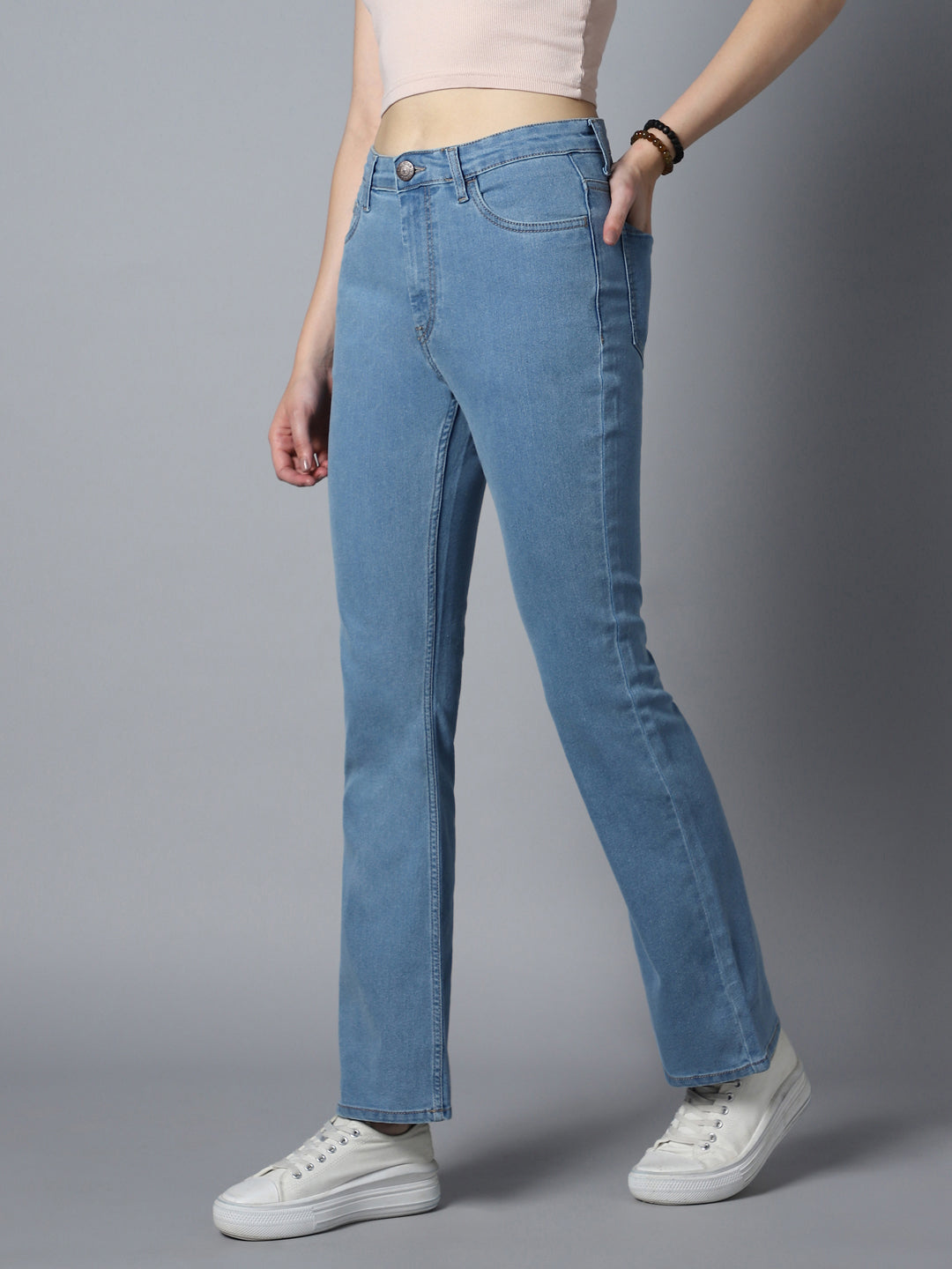 Women Bootcut High-Rise Clean Look Stretchable Jeans