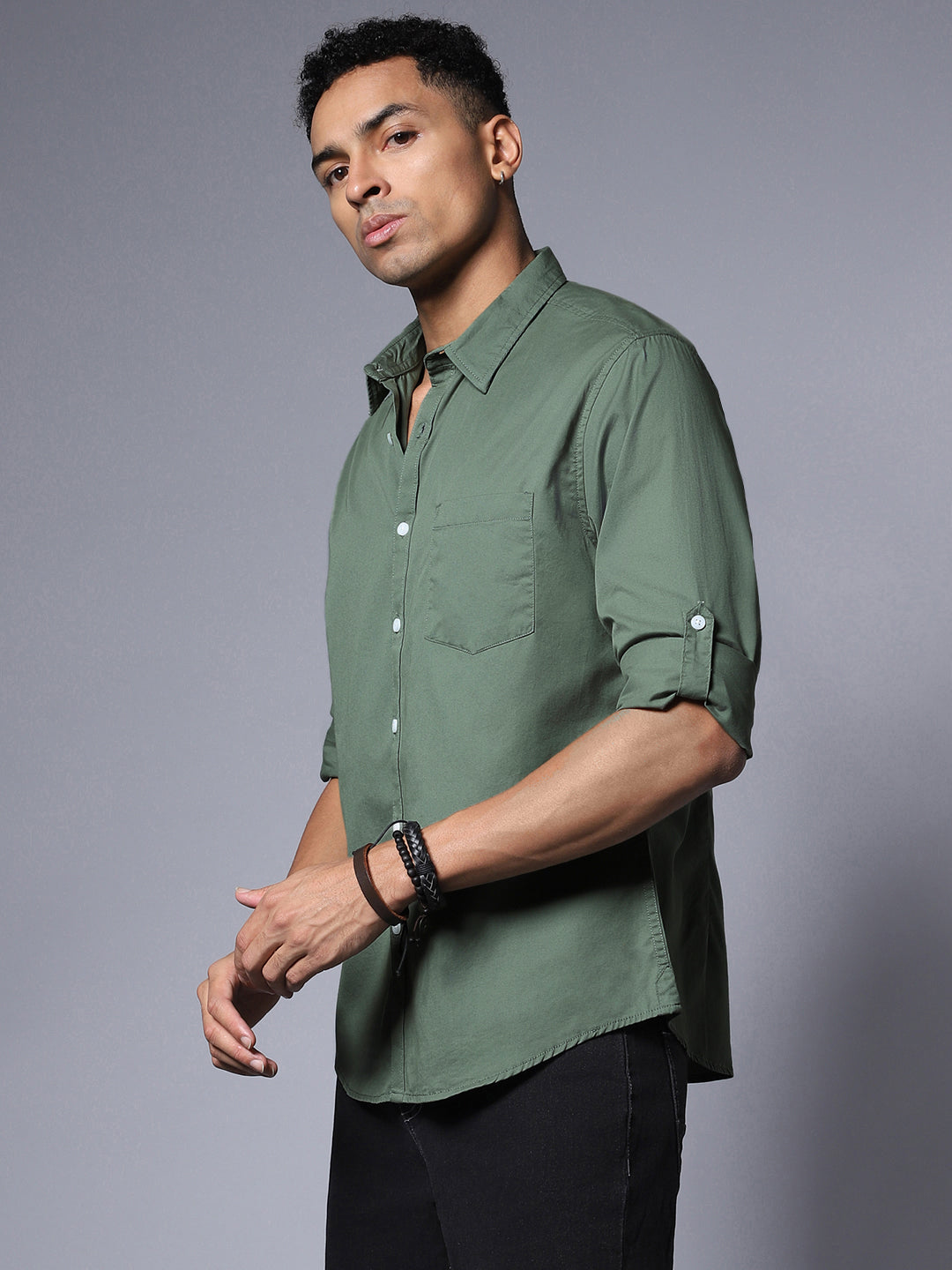 Solid Pure Cotton Casual Shirt