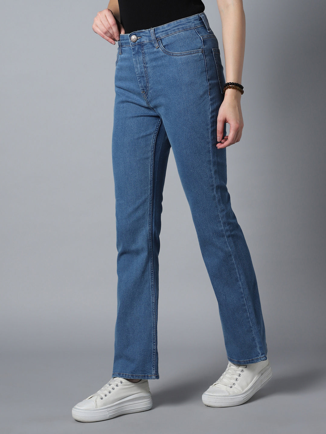 Women Bootcut High-Rise Clean Look Stretchable Jeans