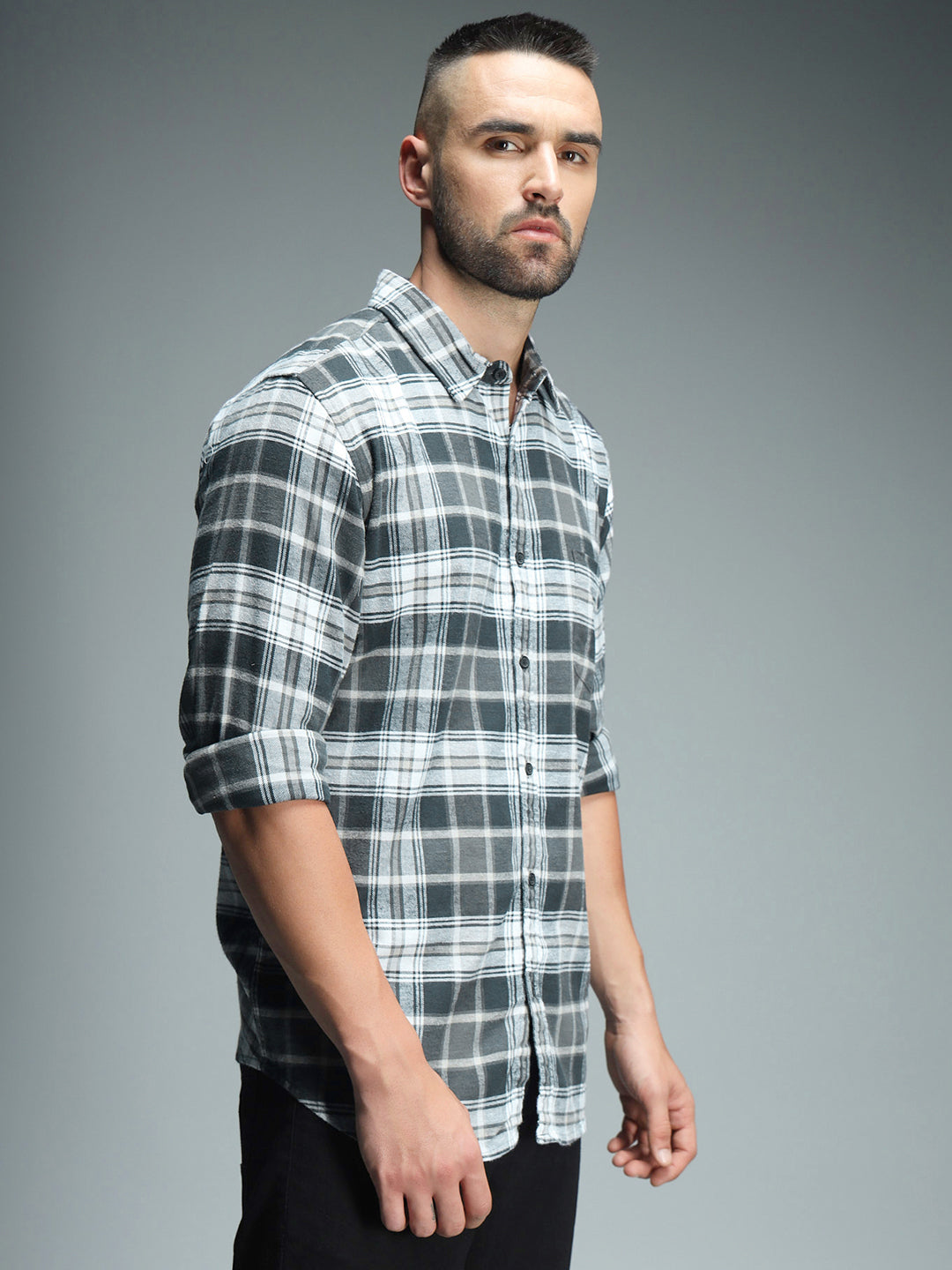 Classic Fit Tartan Checked Casual Pure Cotton Shirt