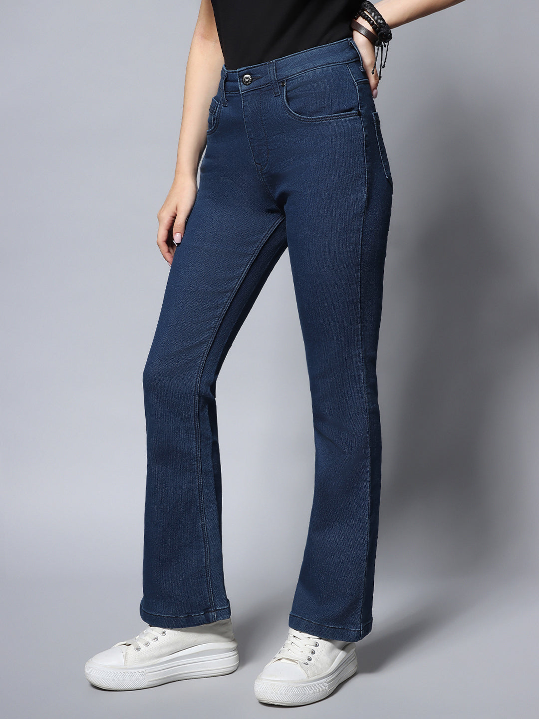 Women Blue Bootcut High-Rise Jeans