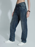 Women 90s Straight Light Fade High-Rise Clean Look Pure Cotton Jeans