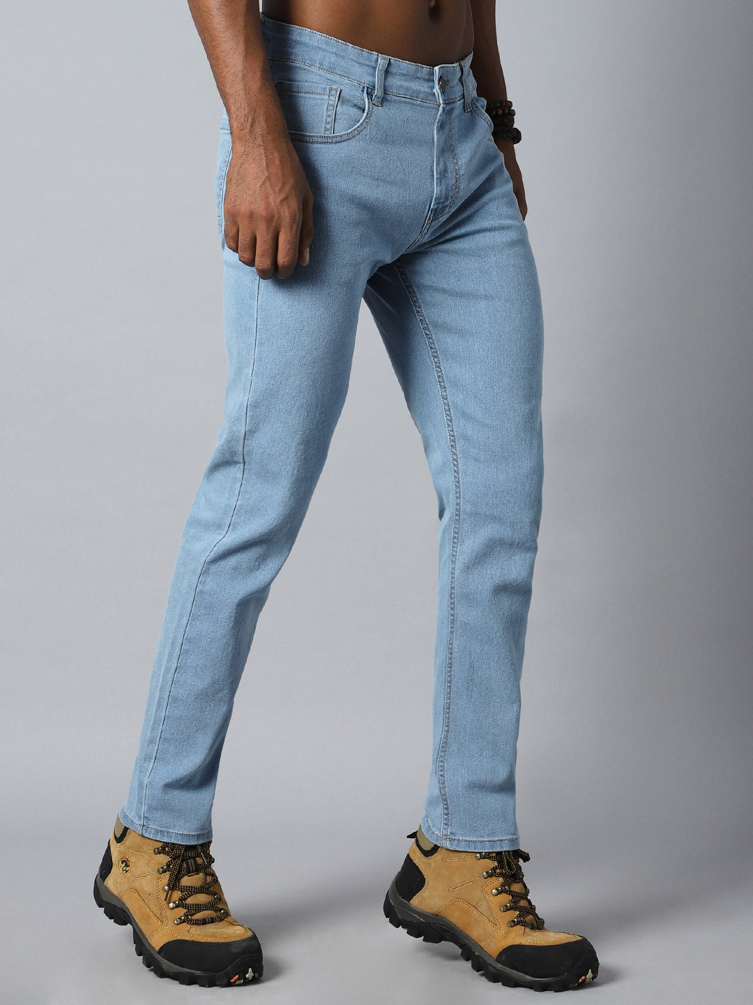 Men Straight Fit Mid-Rise Clean Look Stretchable Jeans