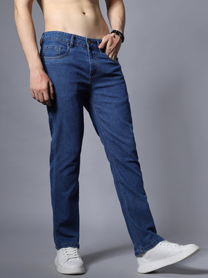 Men Straight Fit Clean Look Light Fade Stretchable Jeans