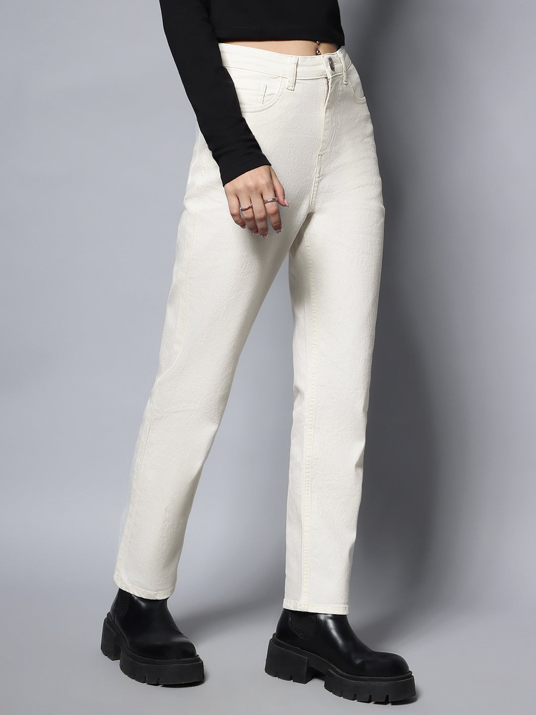 Stretch Straight Fit Clean Look Jeans