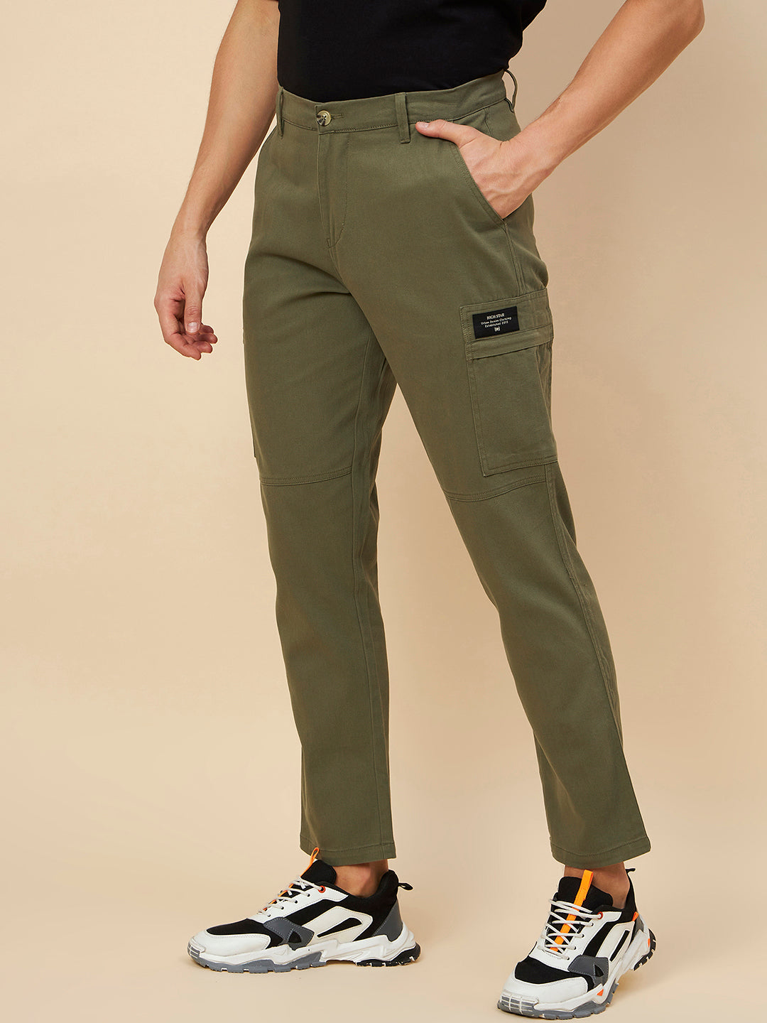 Men Mid Rise Woven Cargo Trouser