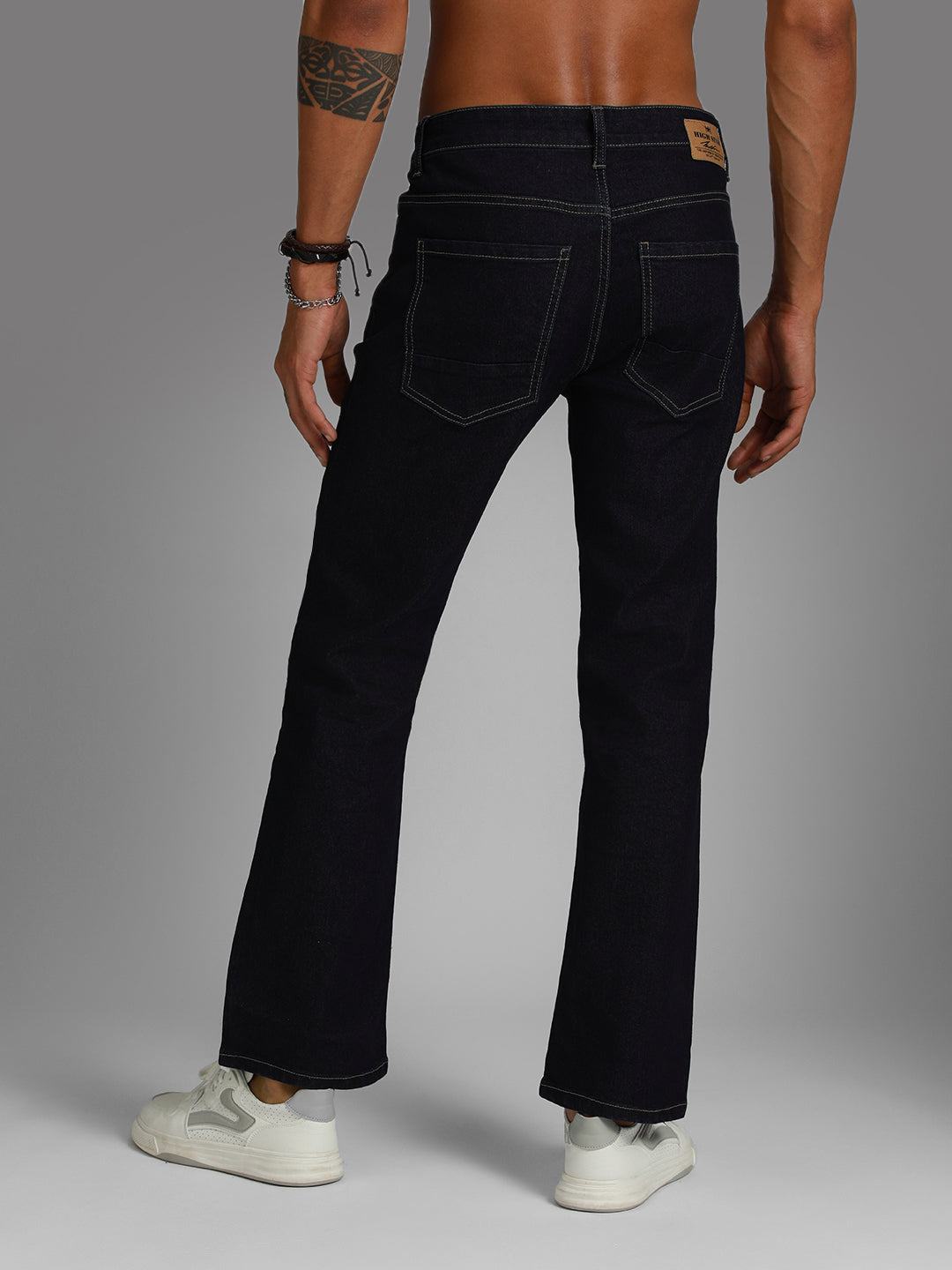 Men Bootcut Mid-Rise Clean Look Stretchable Jeans