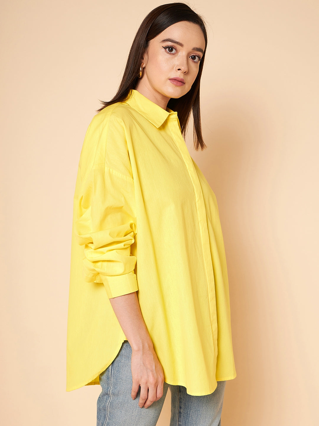 Oversized Solid Cotton Casual Shirt