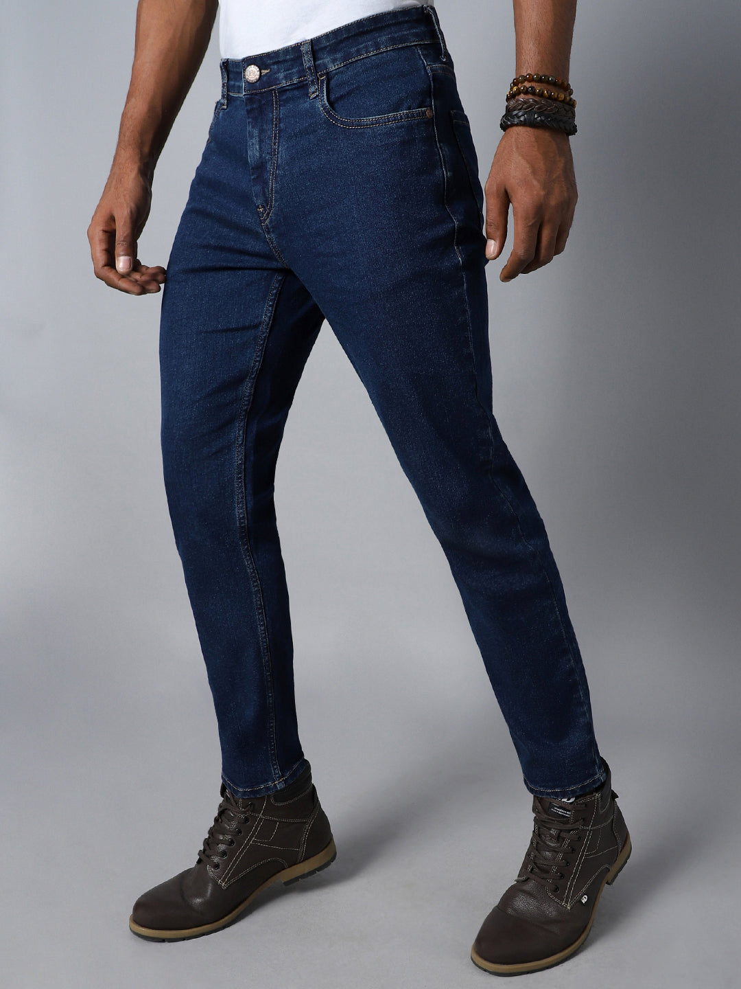 Men Blue Tapered Fit Mildly Distressed Stretchable Jeans