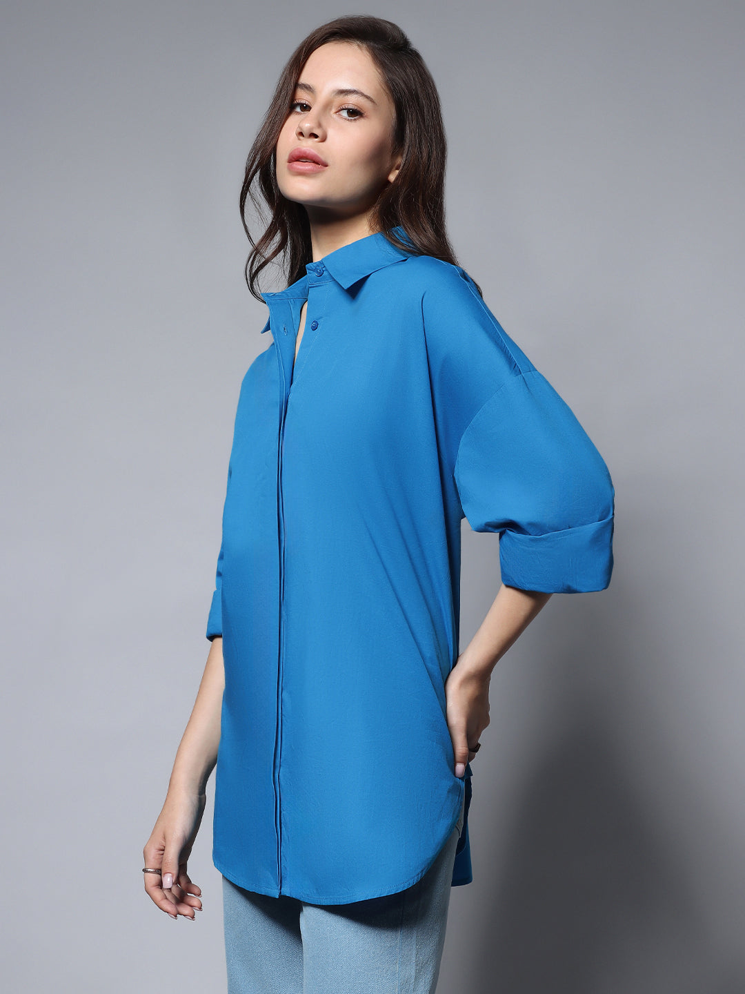 Long Sleeves Solid Oversized Casual Shirt