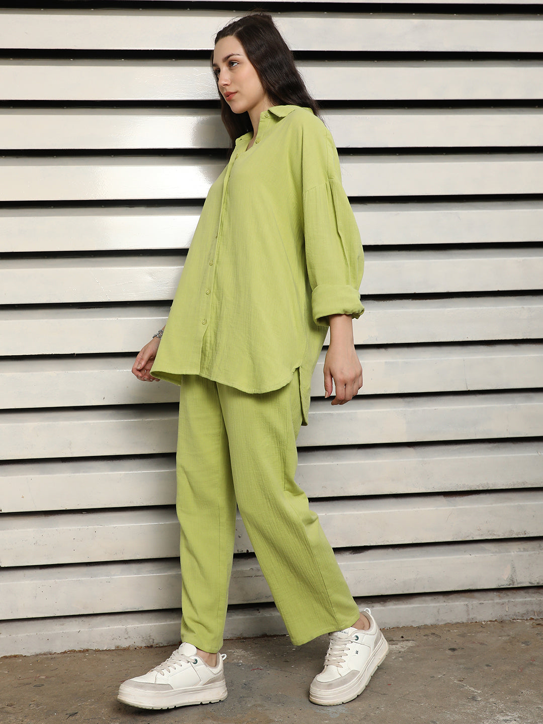 Long Sleeves Pure Cotton Top With Trousers