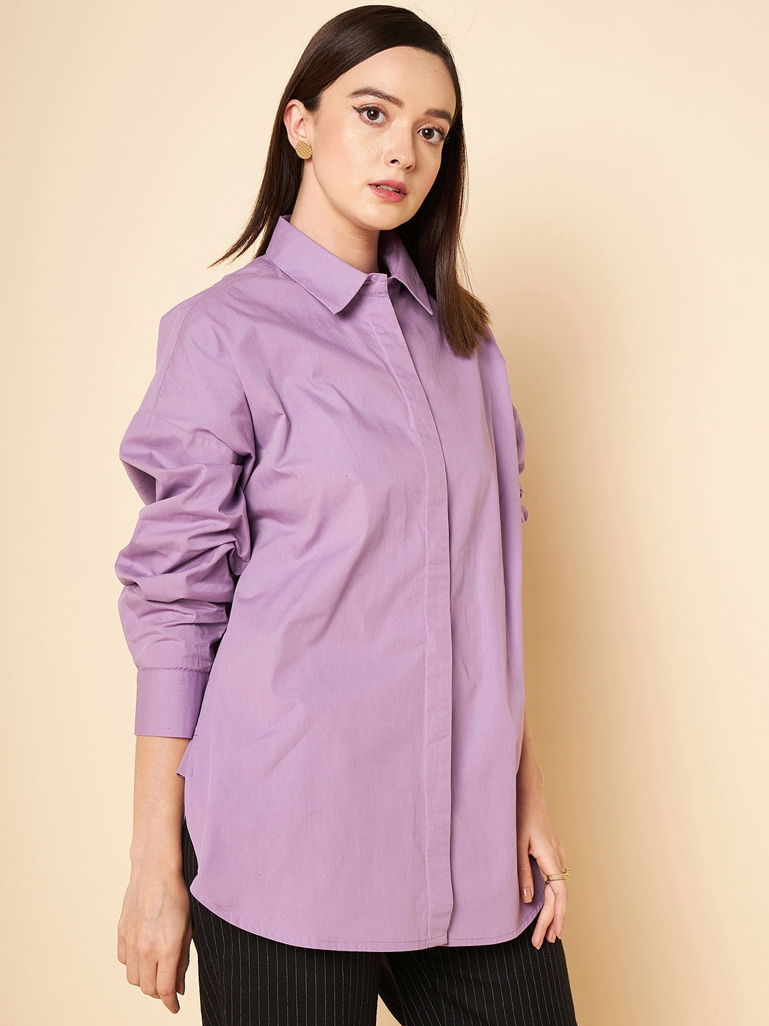 Oversized Solid Cotton Casual Shirt