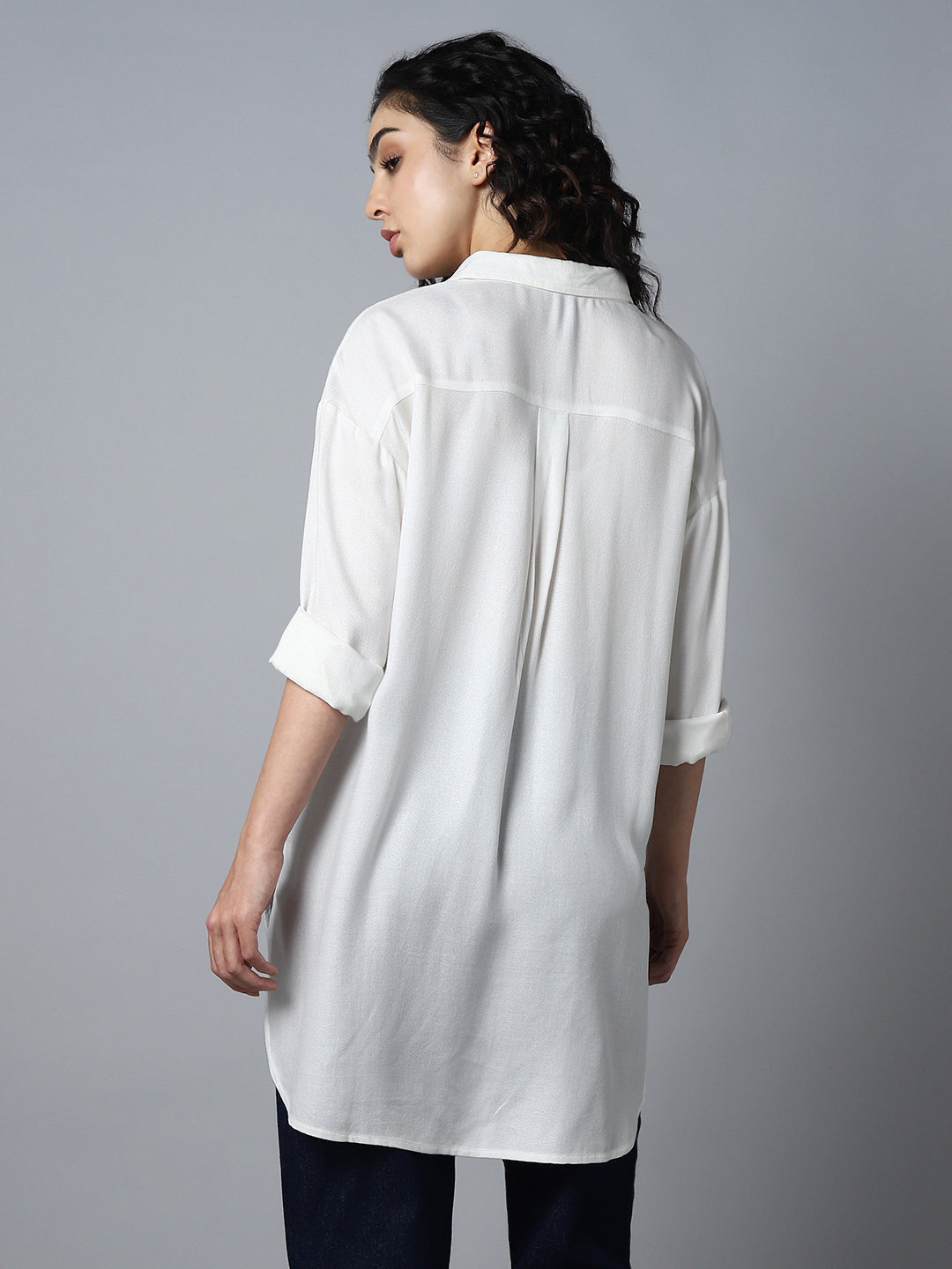 Spread Collar Classic Boxy Opaque Casual Shirt