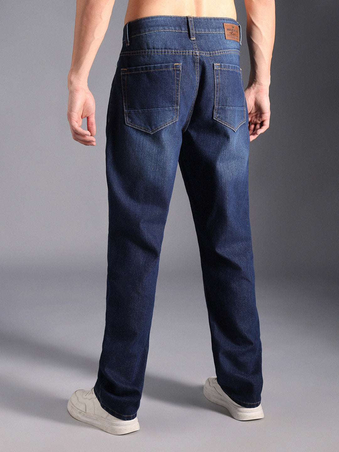 Men Mid Rise Straight Fit Light Fade Pure Cotton Jeans