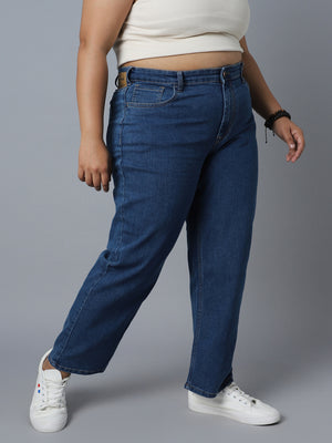 Women Plus Size Blue High-Rise Stretchable Jeans