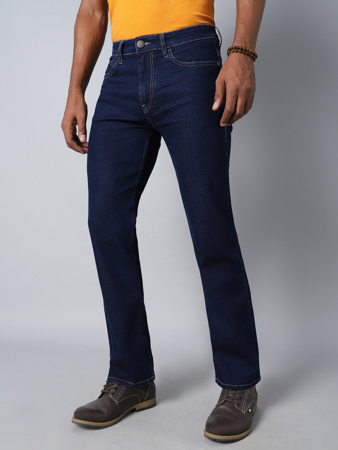 Men Bootcut Mid-Rise Clean Look Stretchable Jeans