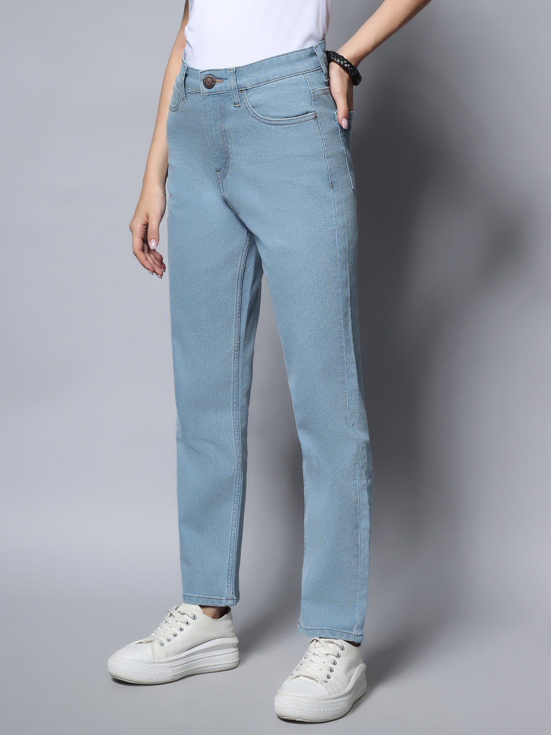 Stretch Straight Fit Clean Look Jeans