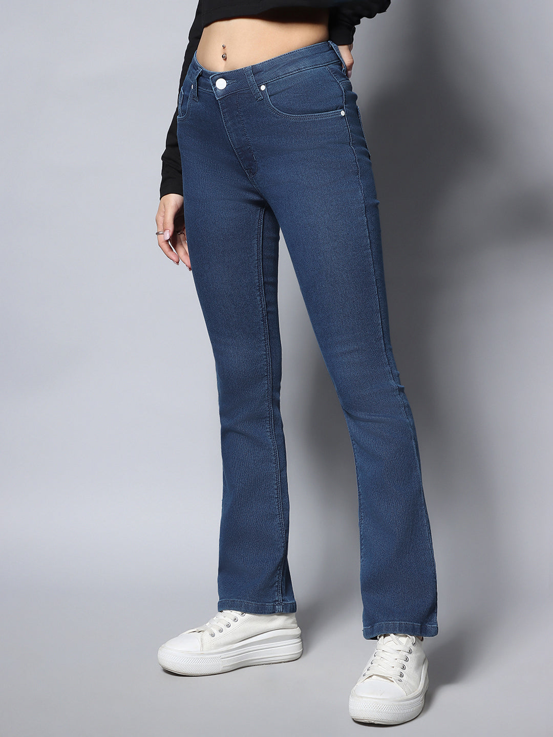 Women Blue Bootcut High-Rise Jeans