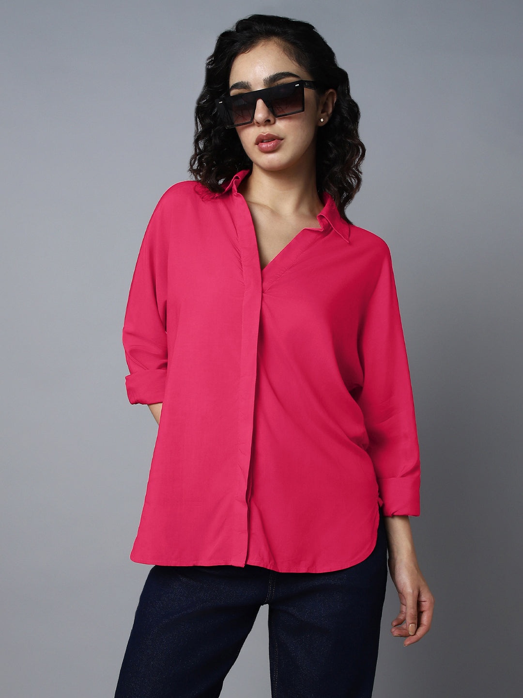 Long Sleeves Solid Oversized Casual Shirt