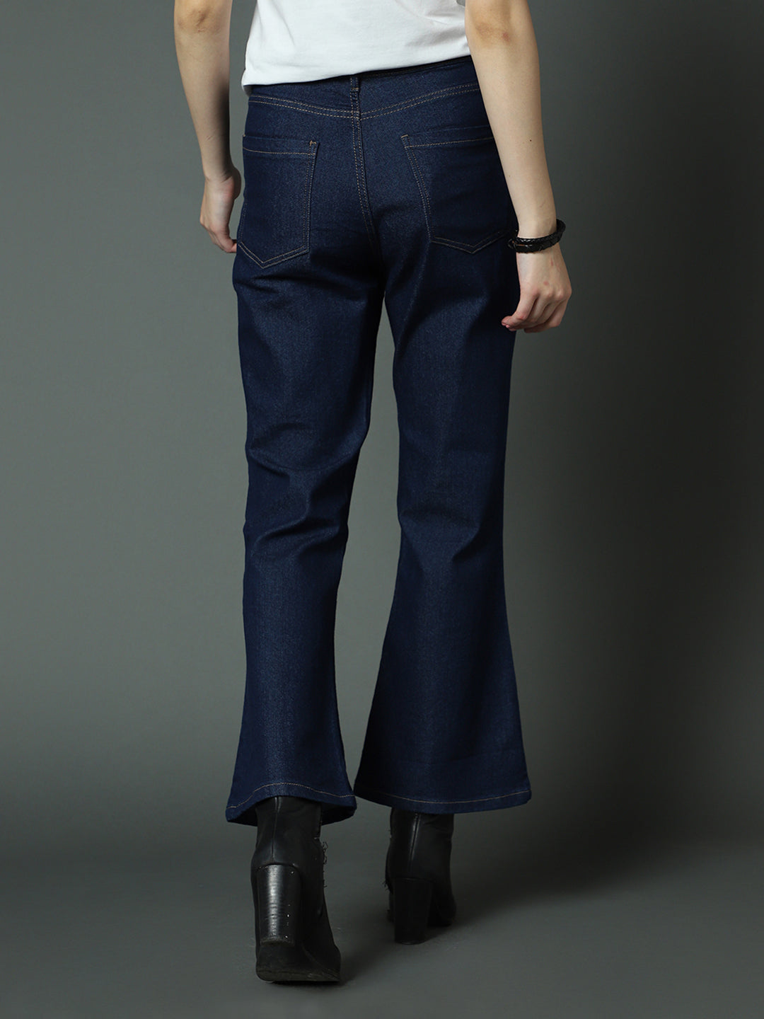 Women Clean Look High-Rise Flared Stretchable Jeans