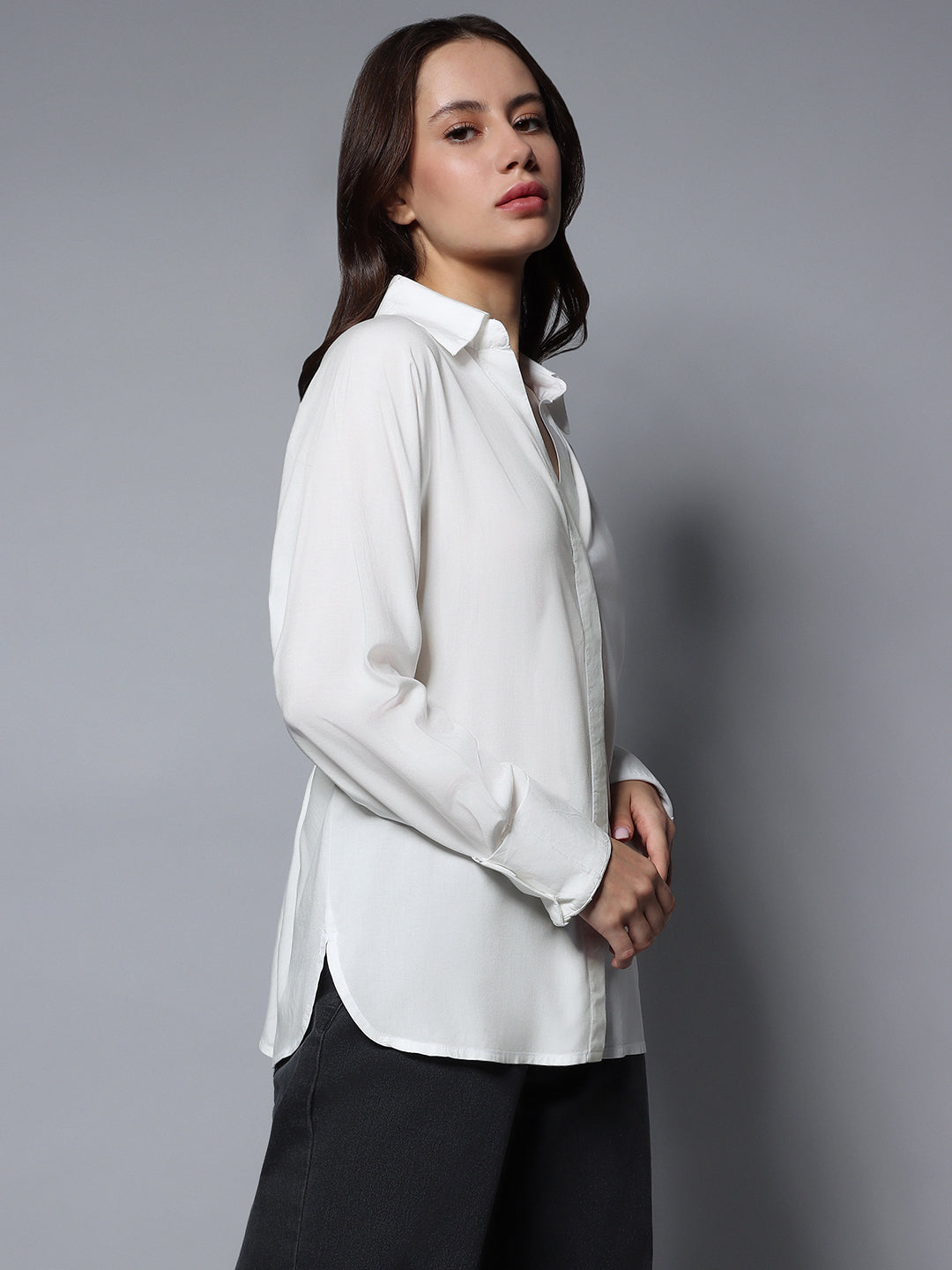 Long Sleeves Solid Oversized Casual Shirt