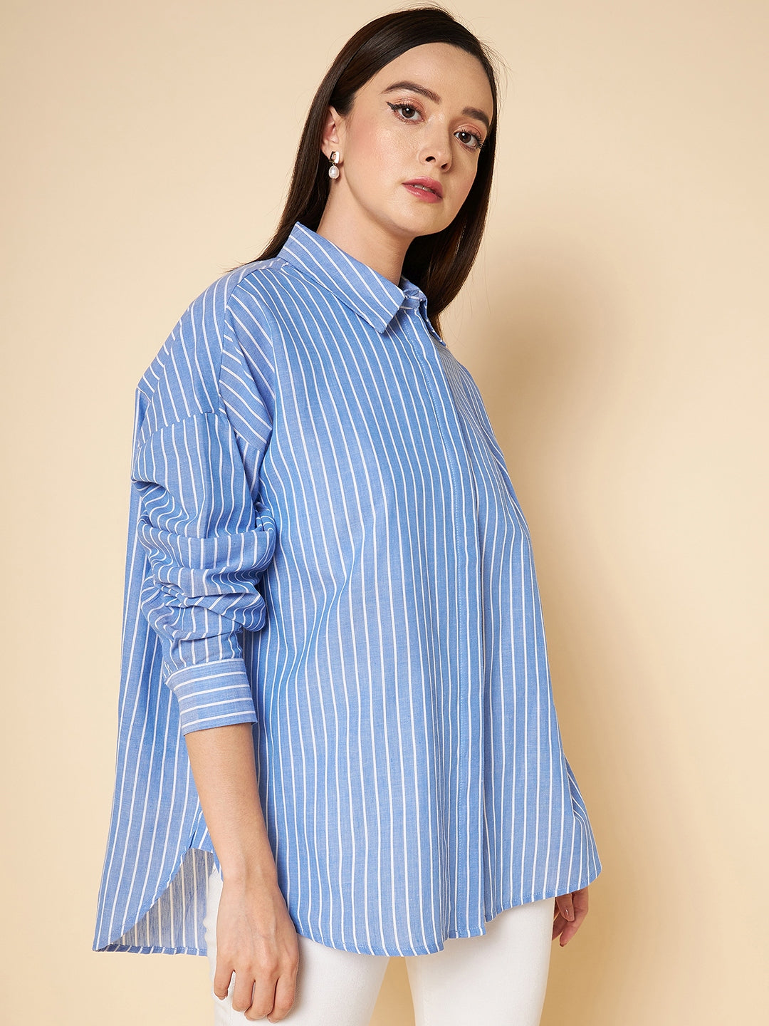 Oversized Striped Cotton Casual Shirt