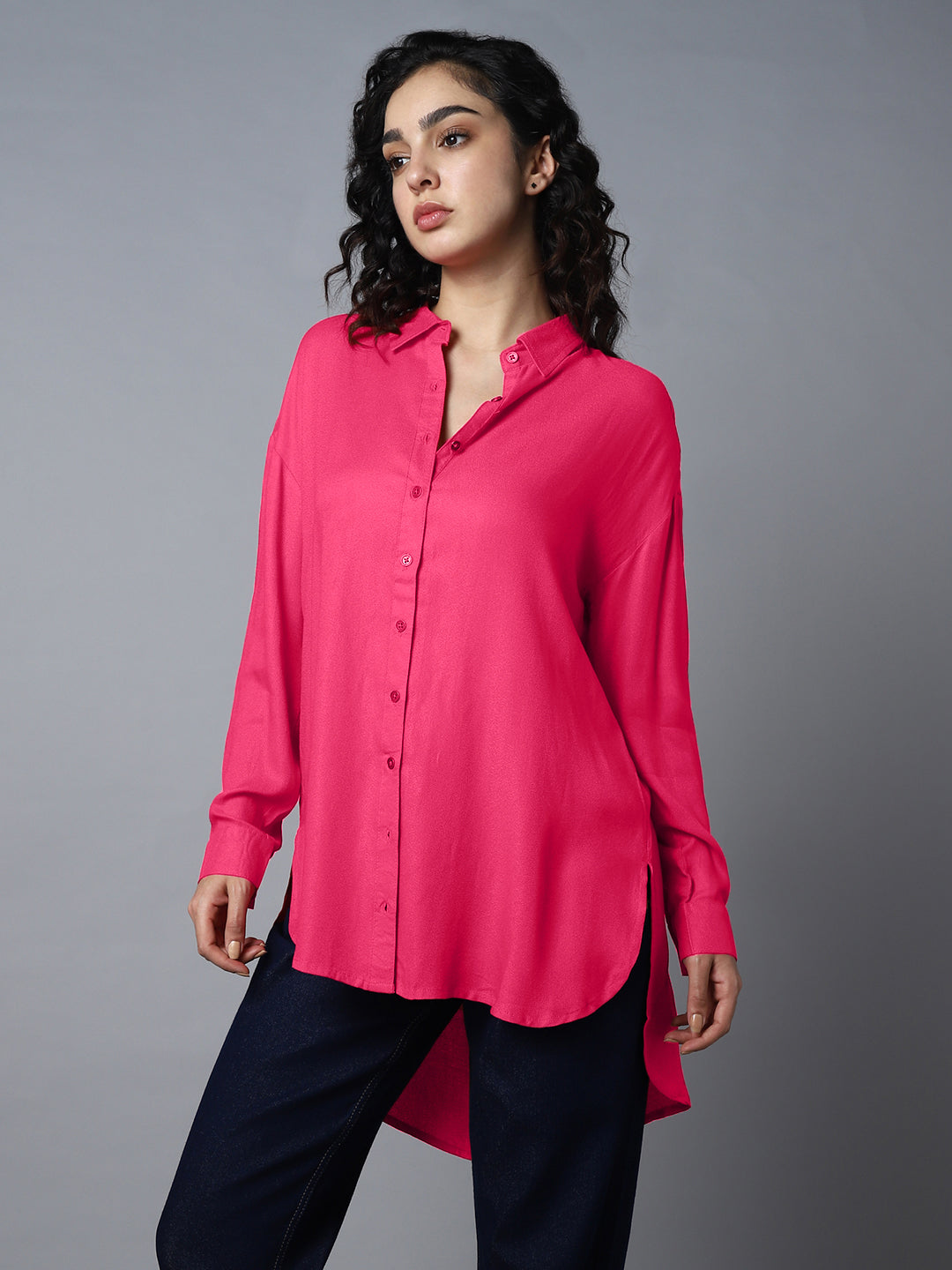 Spread Collar Classic Boxy Opaque Casual Shirt