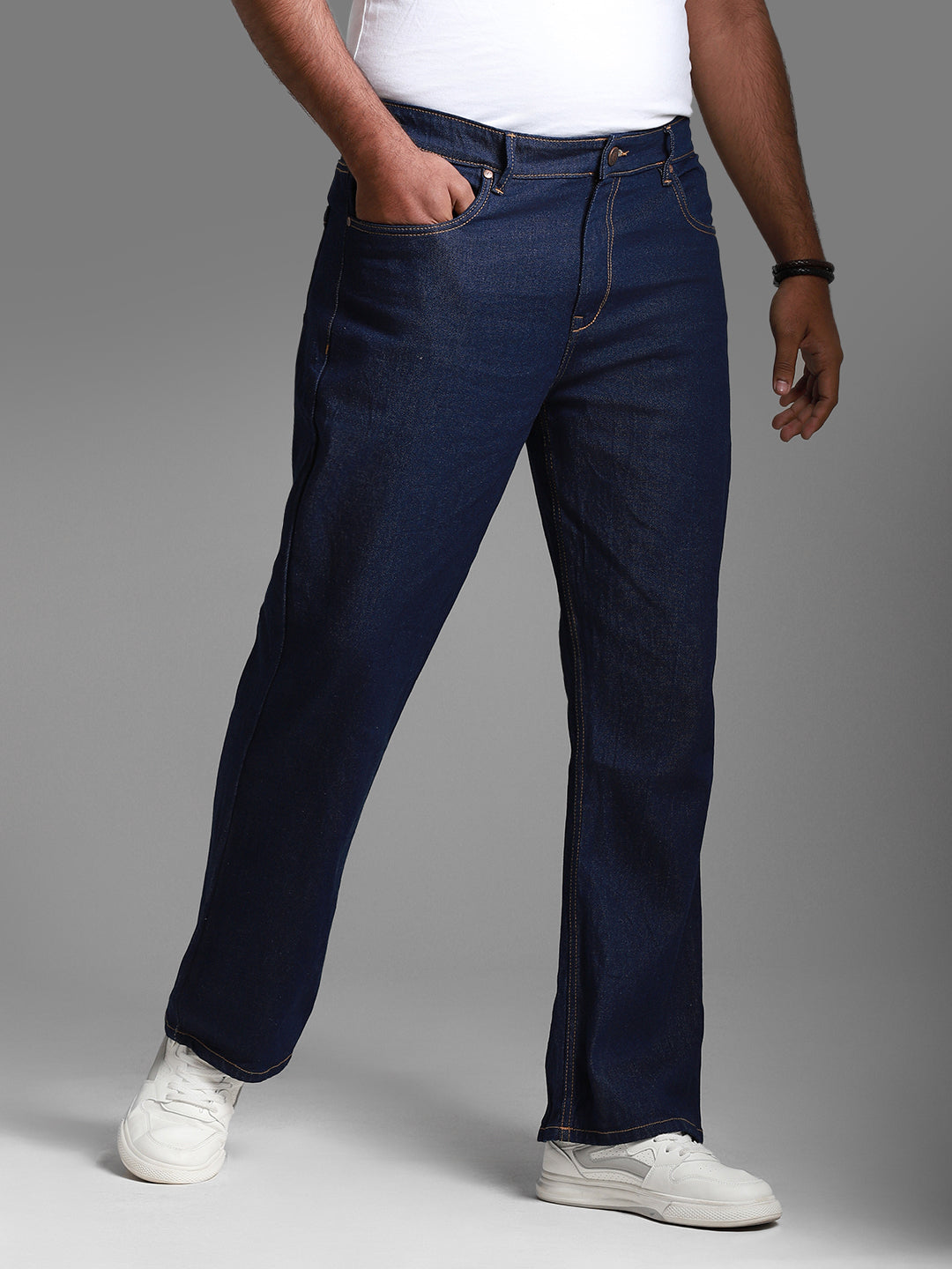 Plus Size Men Mid-Rise Bootcut Stretchable Jeans