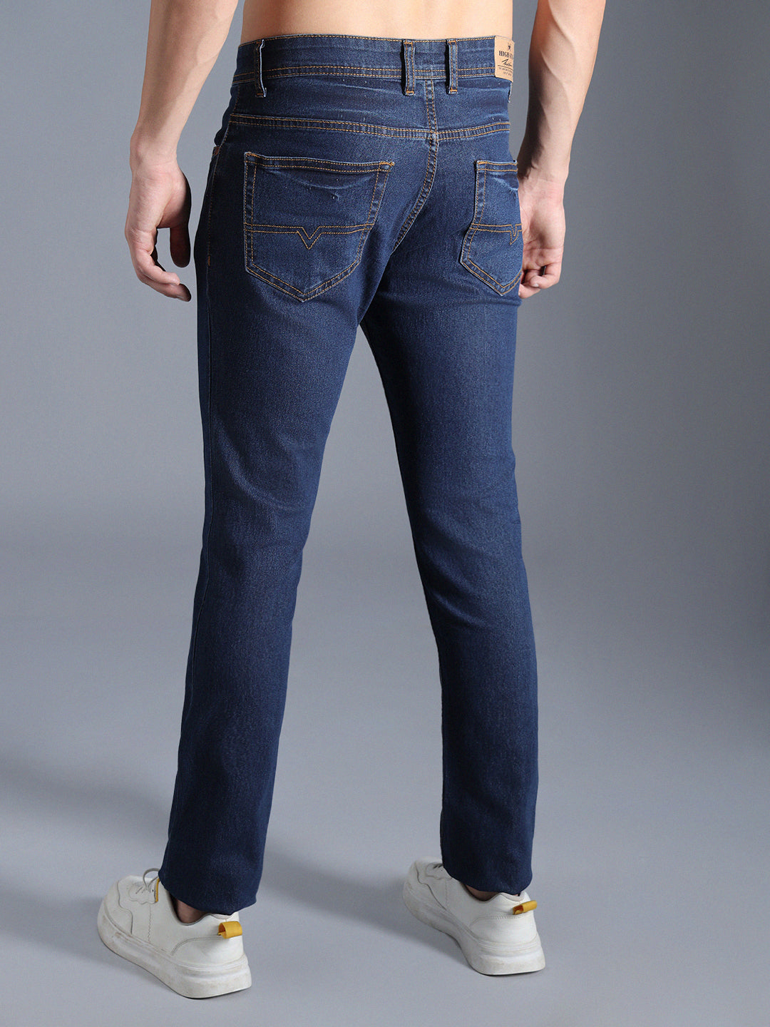 Men Straight Fit Slash Knee Jeans