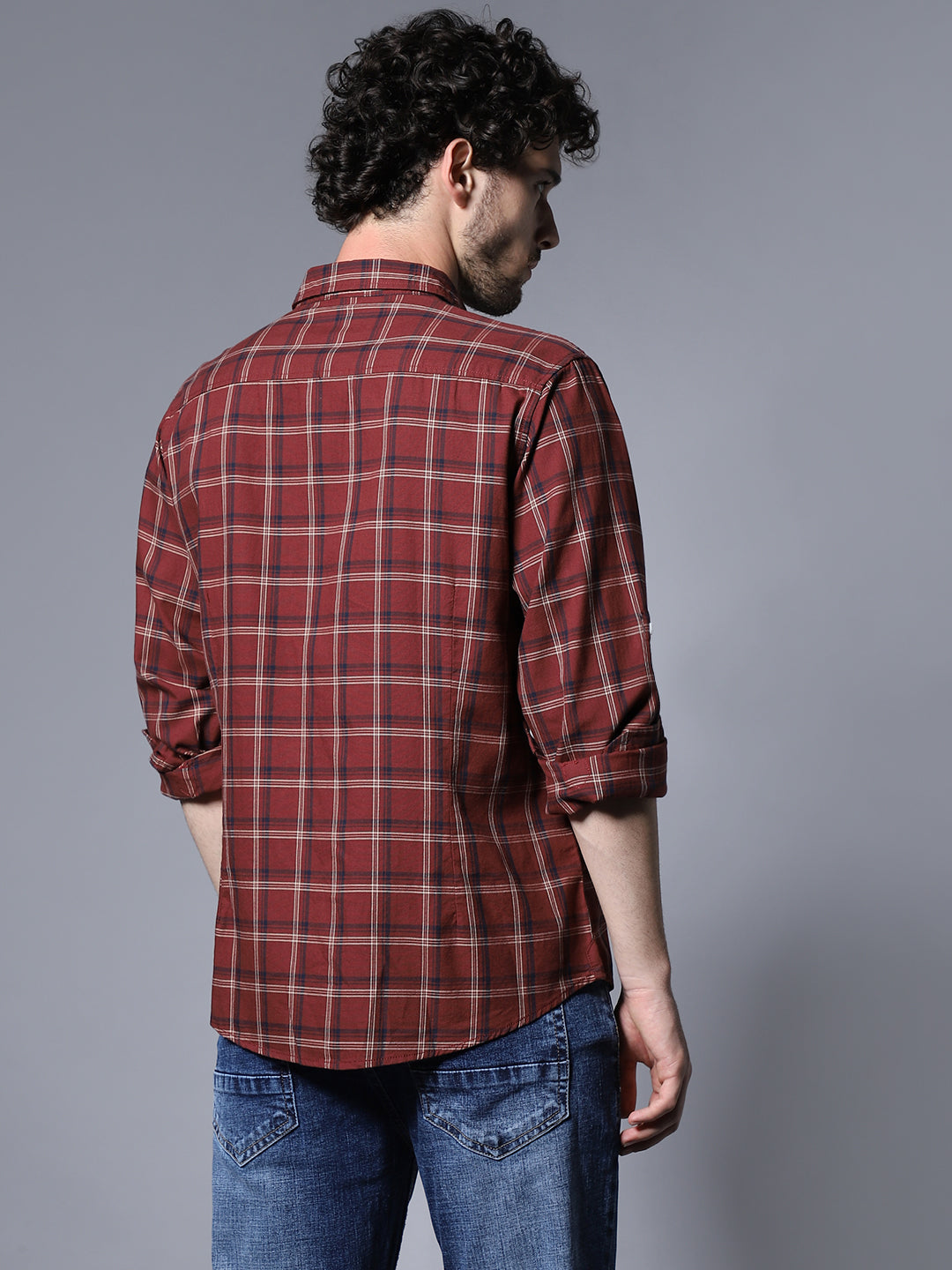 Classic Regular Fit Grid Tarttersall Checked Opaque Cotton Casual Shirt