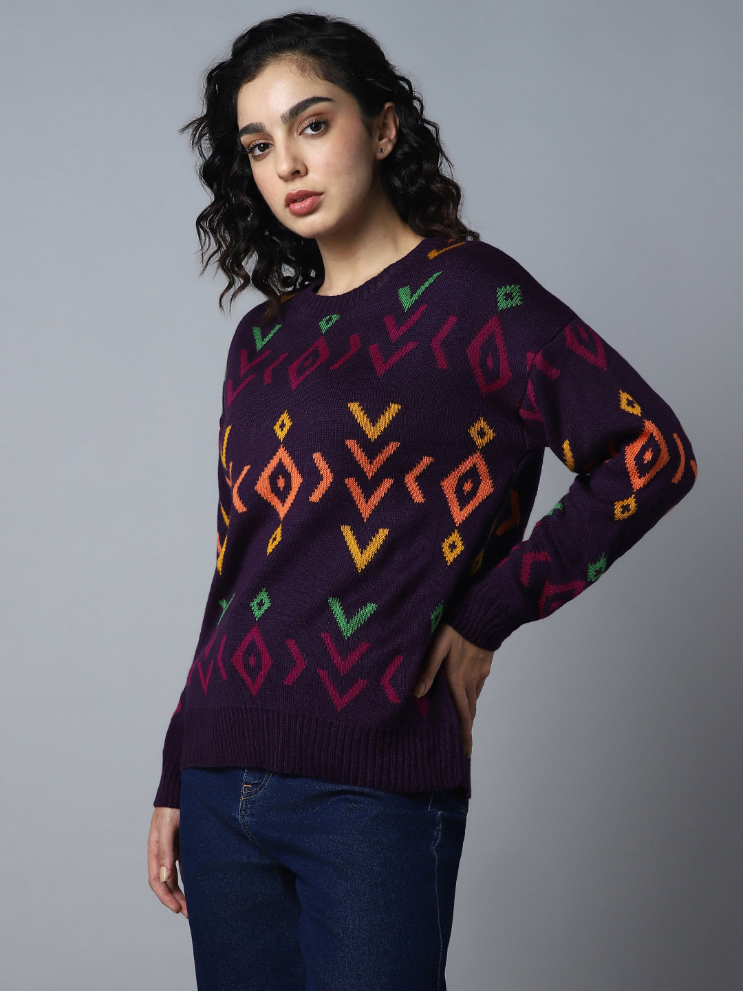 Geometric Printed Pullover Sweater