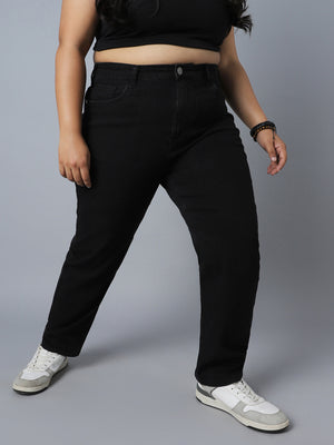 Women Plus Size Straight Fit High-Rise Stretchable Jeans