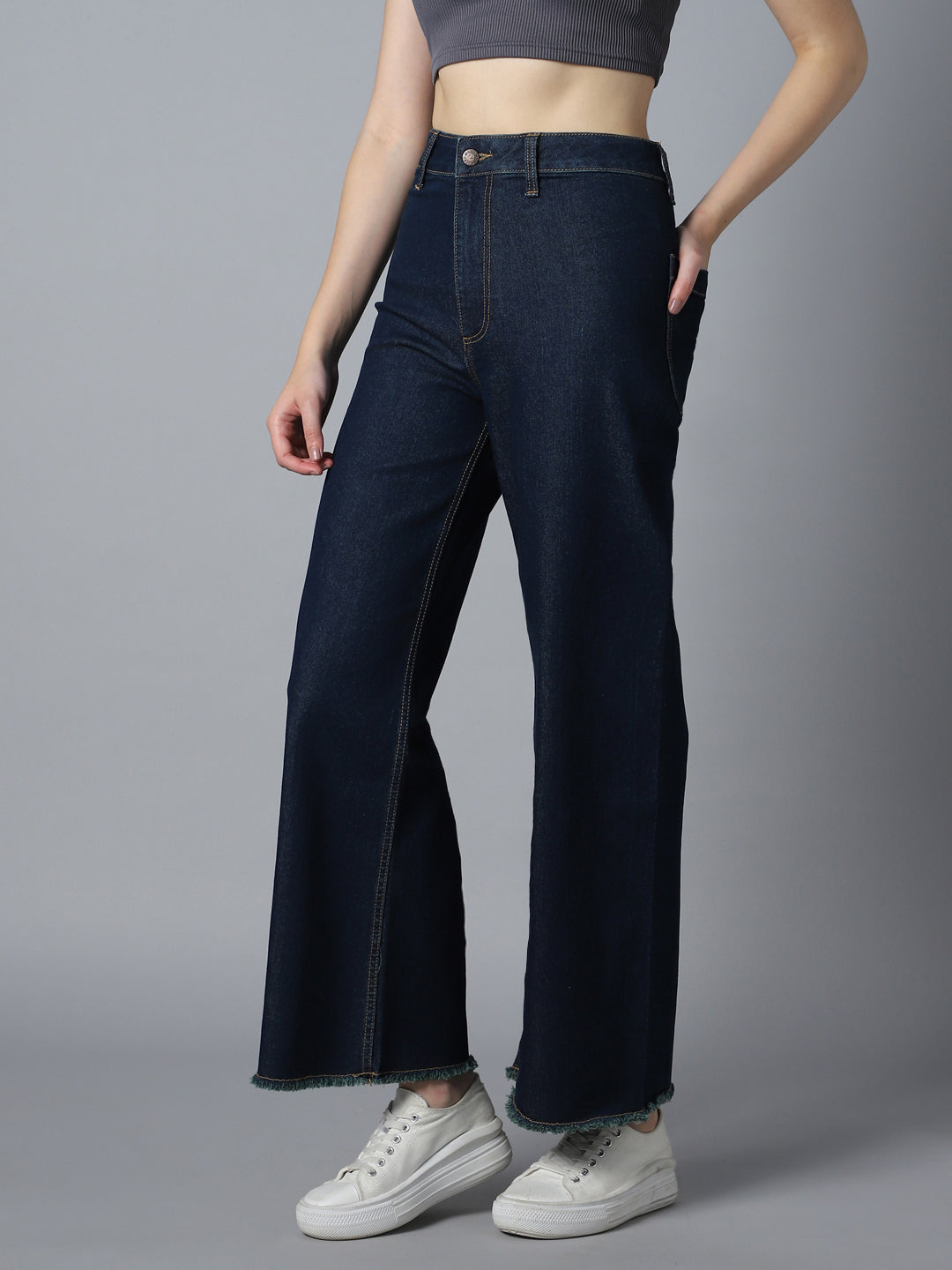 Women 90s Straight Fit High-Rise Clean Look Stretchable Jeans