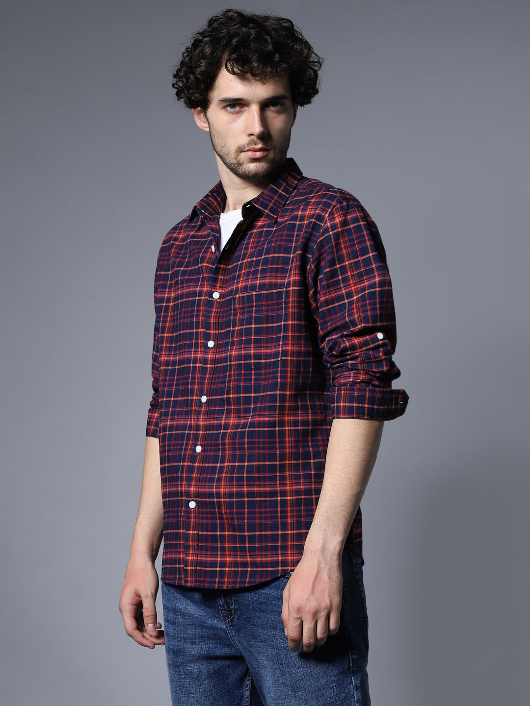 Classic Regular Fit Tartan Checked Opaque Cotton Casual Shirt