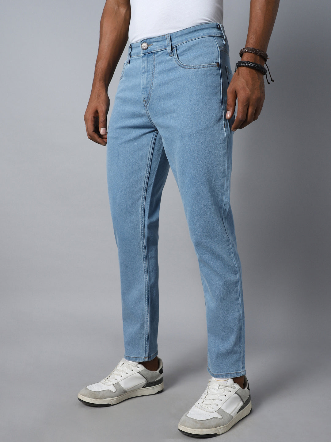 Men Tapered Fit Mid-Rise Clean Look Stretchable Jeans