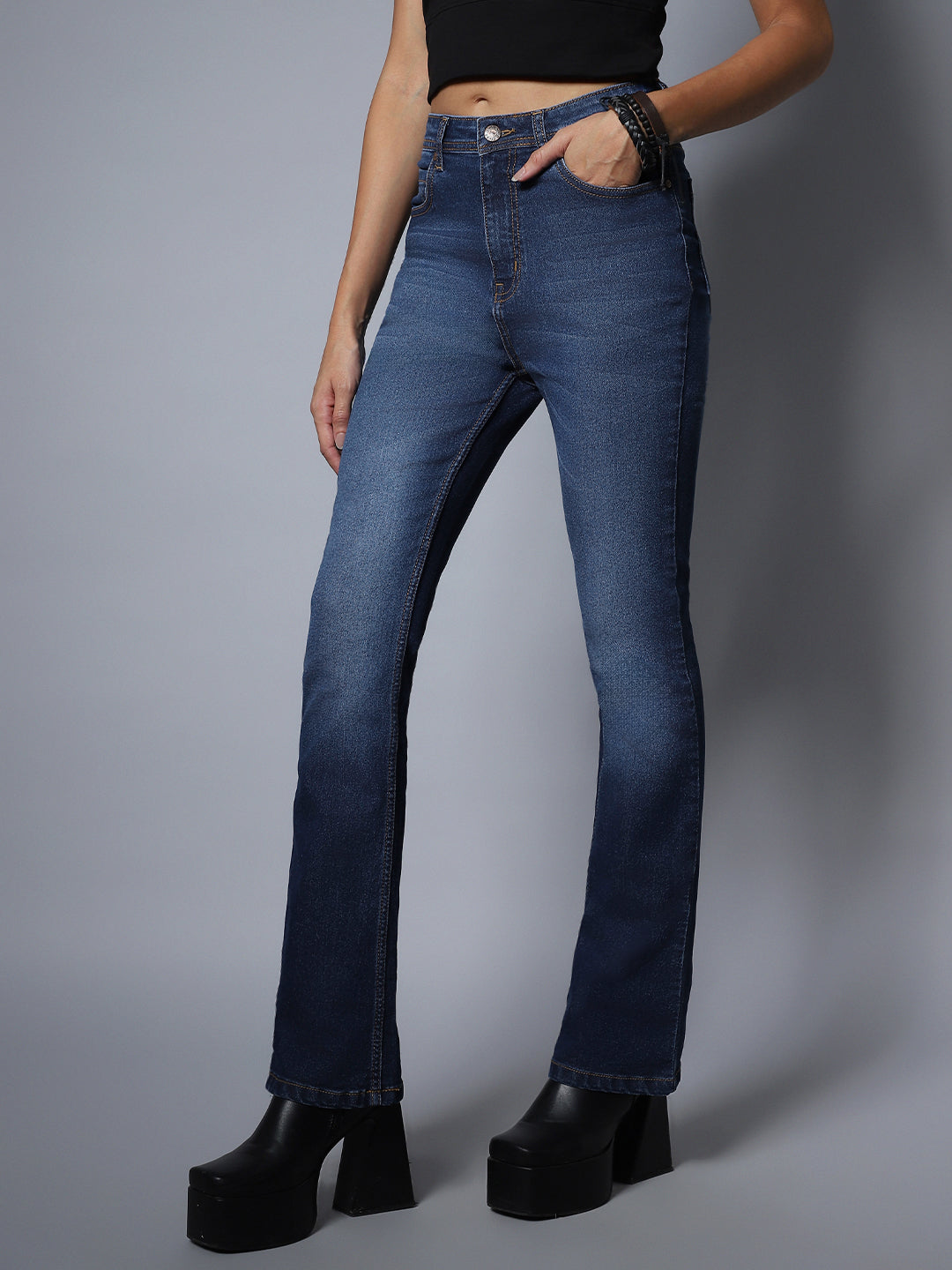 Women Stretch Boot Cut Fit Jeans