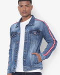 Washed Spread Collar Long Sleeves Denim Jacket