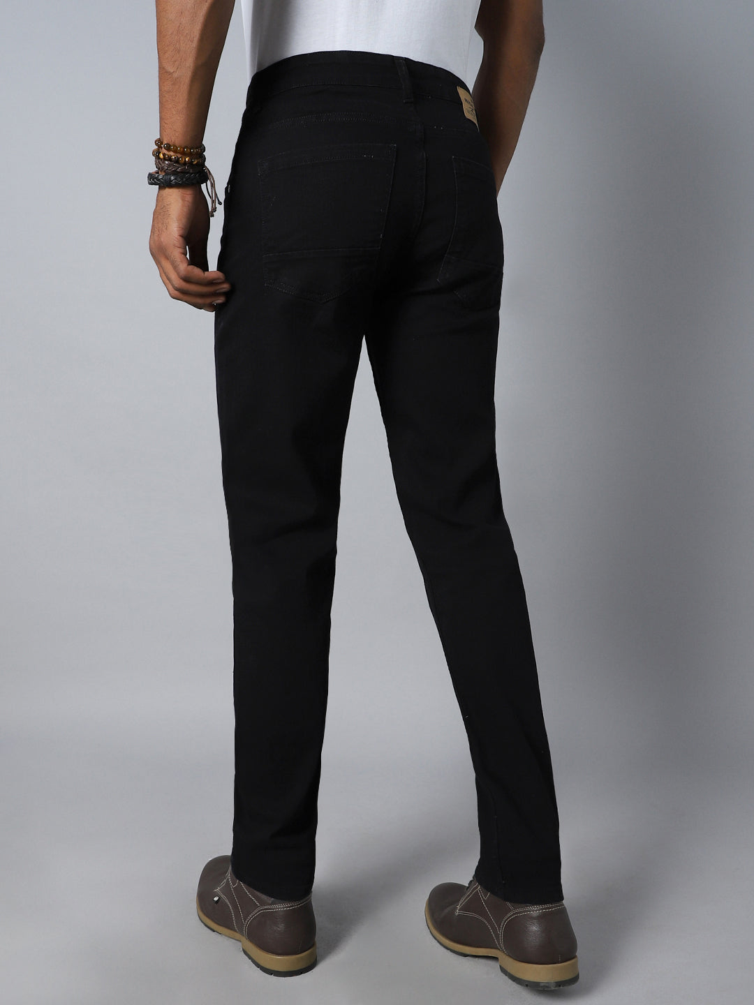 Men Black Straight Fit Stretchable Jeans