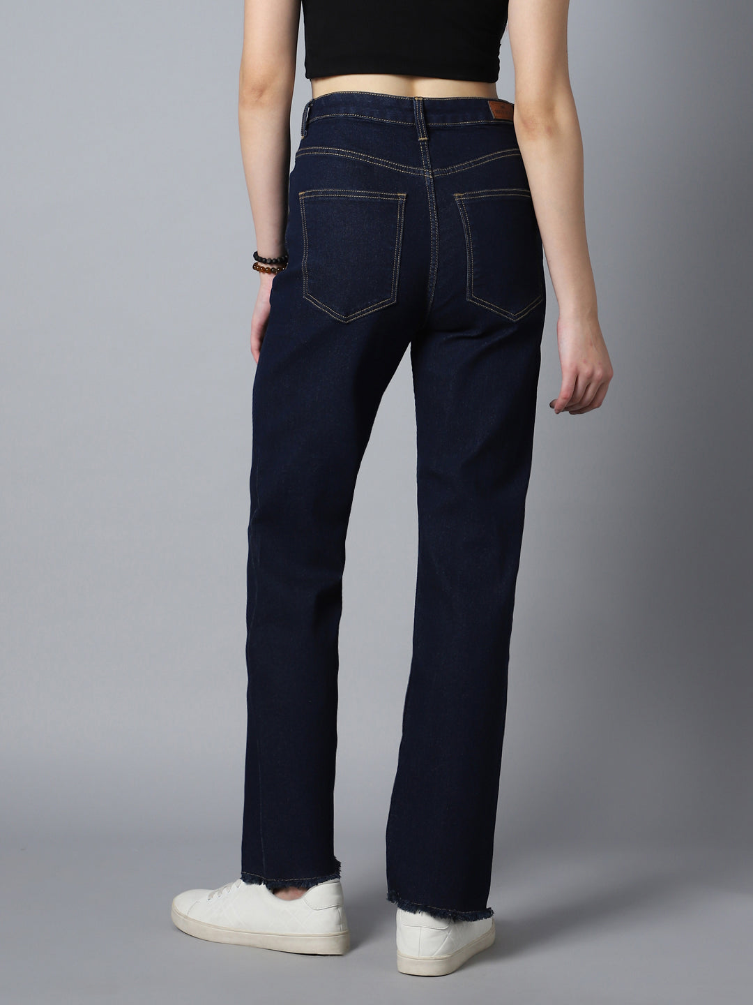 Women Straight Fit High-Rise Clean Look Stretchable Jeans