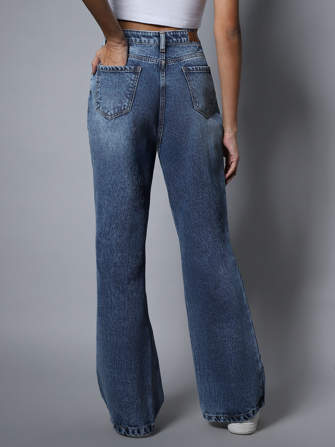 Non Stretch Flare Fit High Distress Jeans