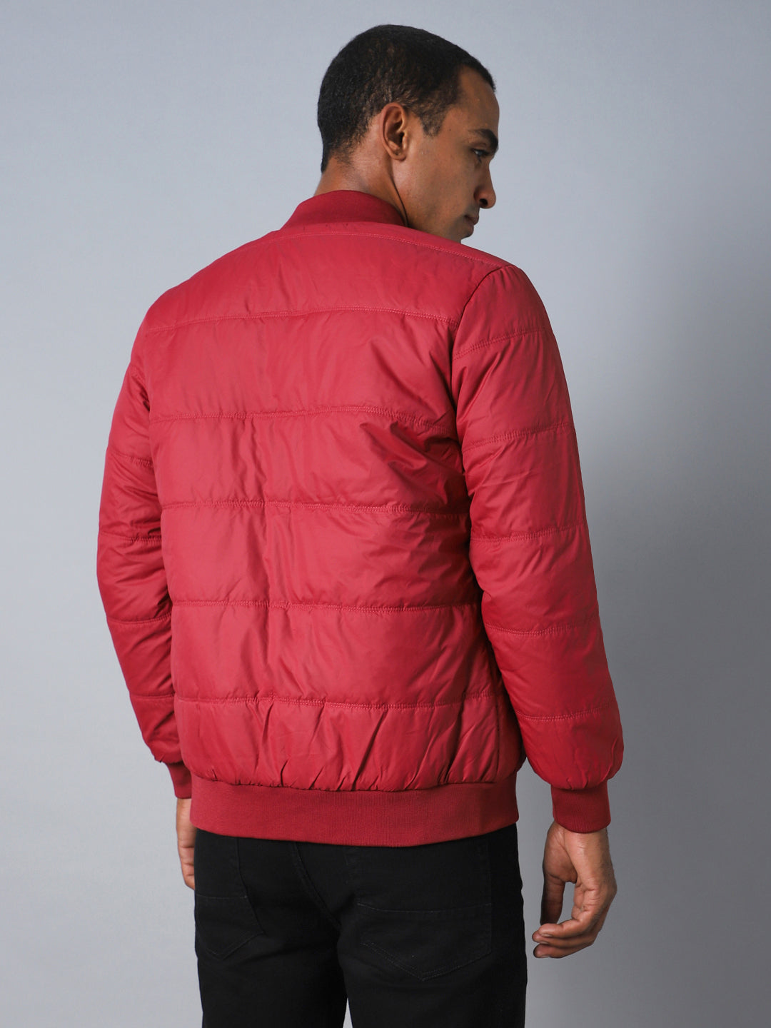 Men Maroon Outdoor Bomber Jacket